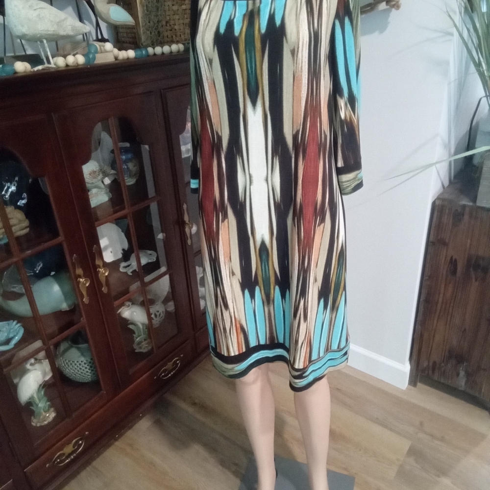 Donna Morgan Size 12 Beautiful Multicolor Sheath Midi Dress - Picture 2 of 8